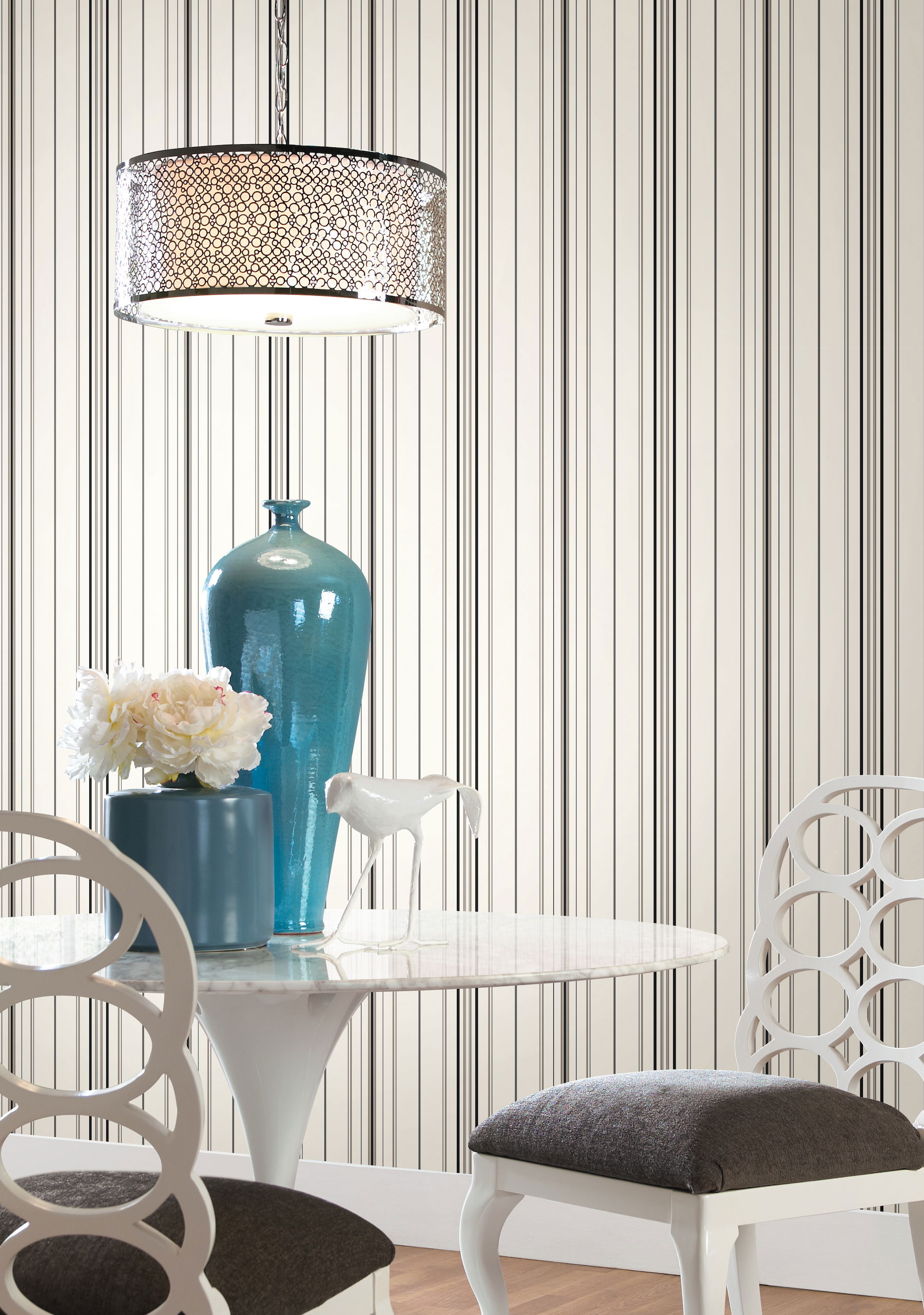 Wide Pinstripe Black & Bronze Wallpaper large image 