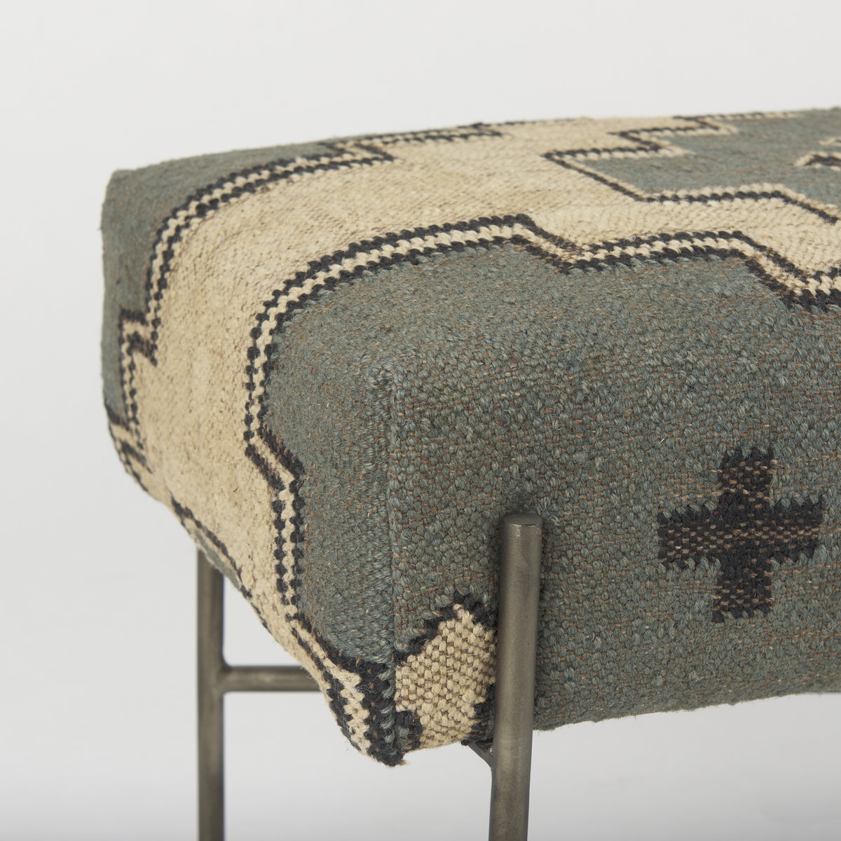 Avery I 55L x 17W Multi Colored Upholstered Patterned Seat Accent Bench, Benche by Mercana, 55" length x 17" width x 18" height View 7