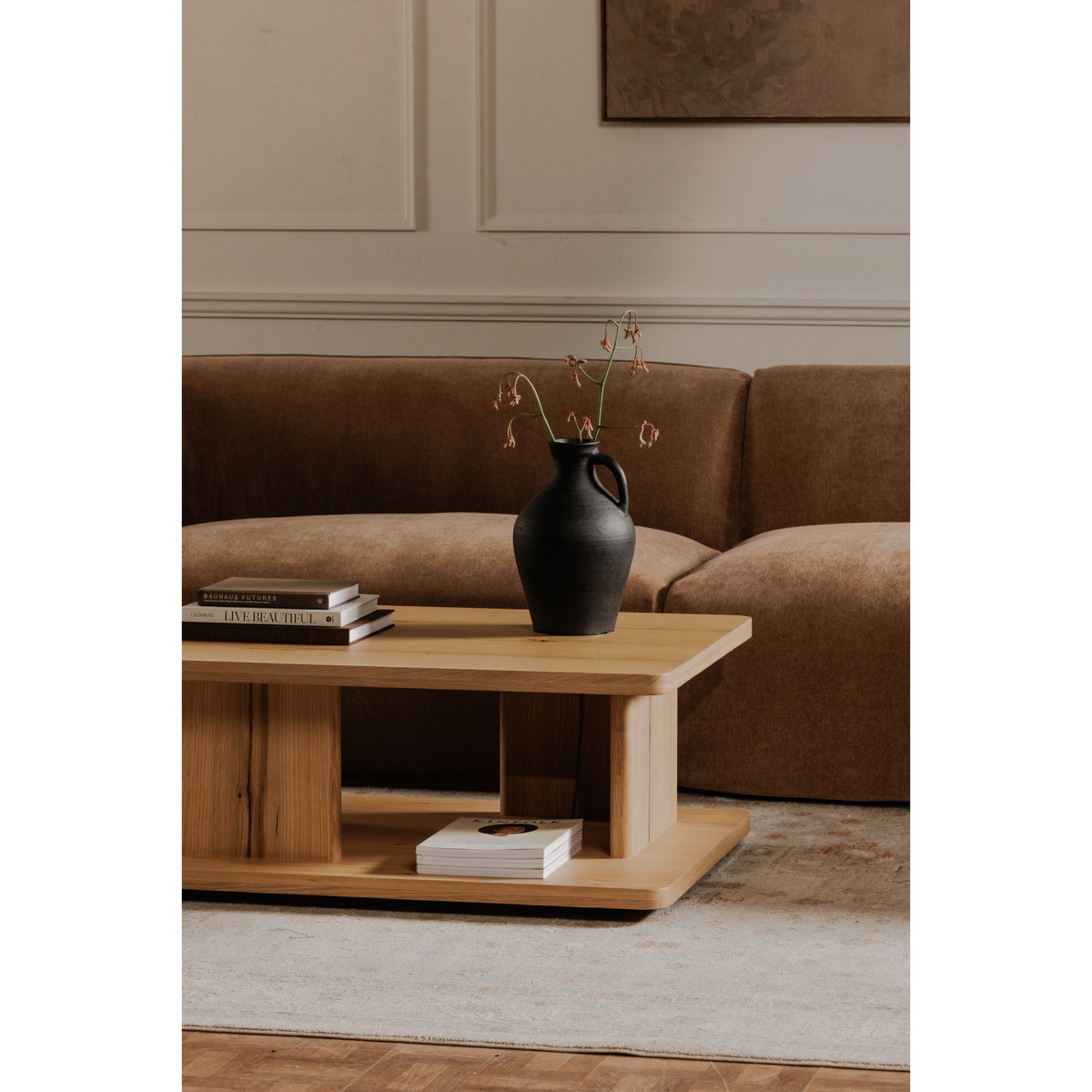 Casey Small Coffee Table Rustic Oak, by Moe's Home, 40" width x 16" height x 30" depth View 7