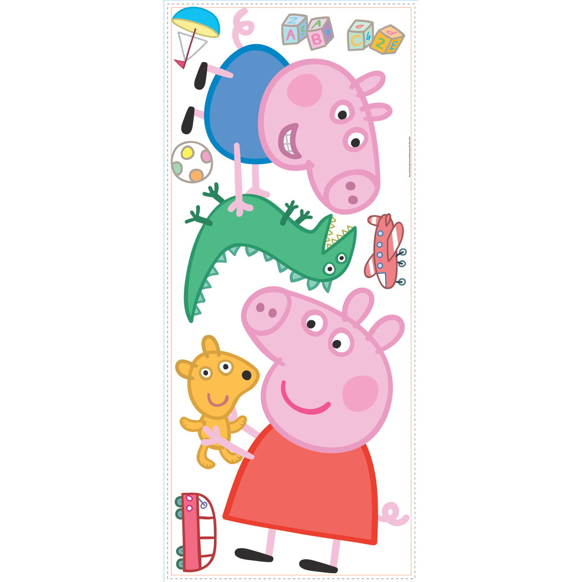 Peppa The Pig - Peppa/George Playtime Giant Wall Decals, by York Wall, 3'3.6" length x 1'6" width x 3" depth
