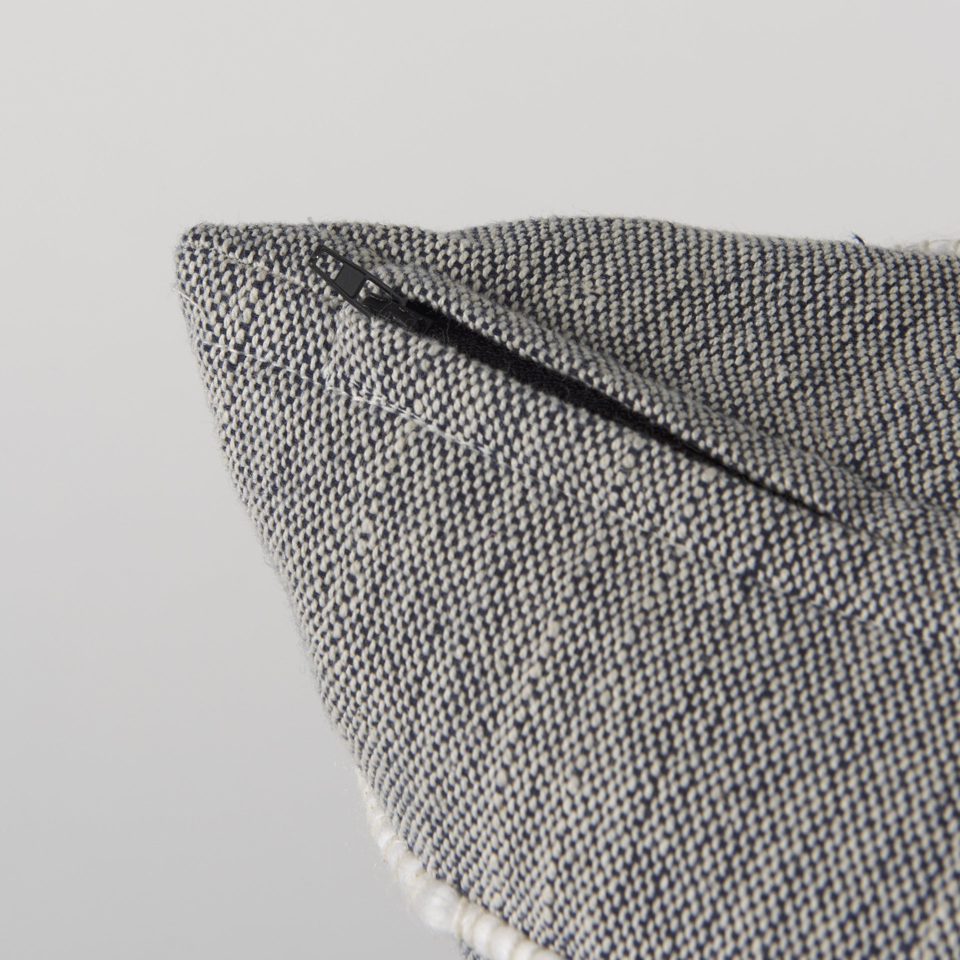 Linda 20 x 20 Navy And Cream With White Detail Decorative Pillow Cover, by Mercana, 20" length x 20" width x 0.2" height View 12