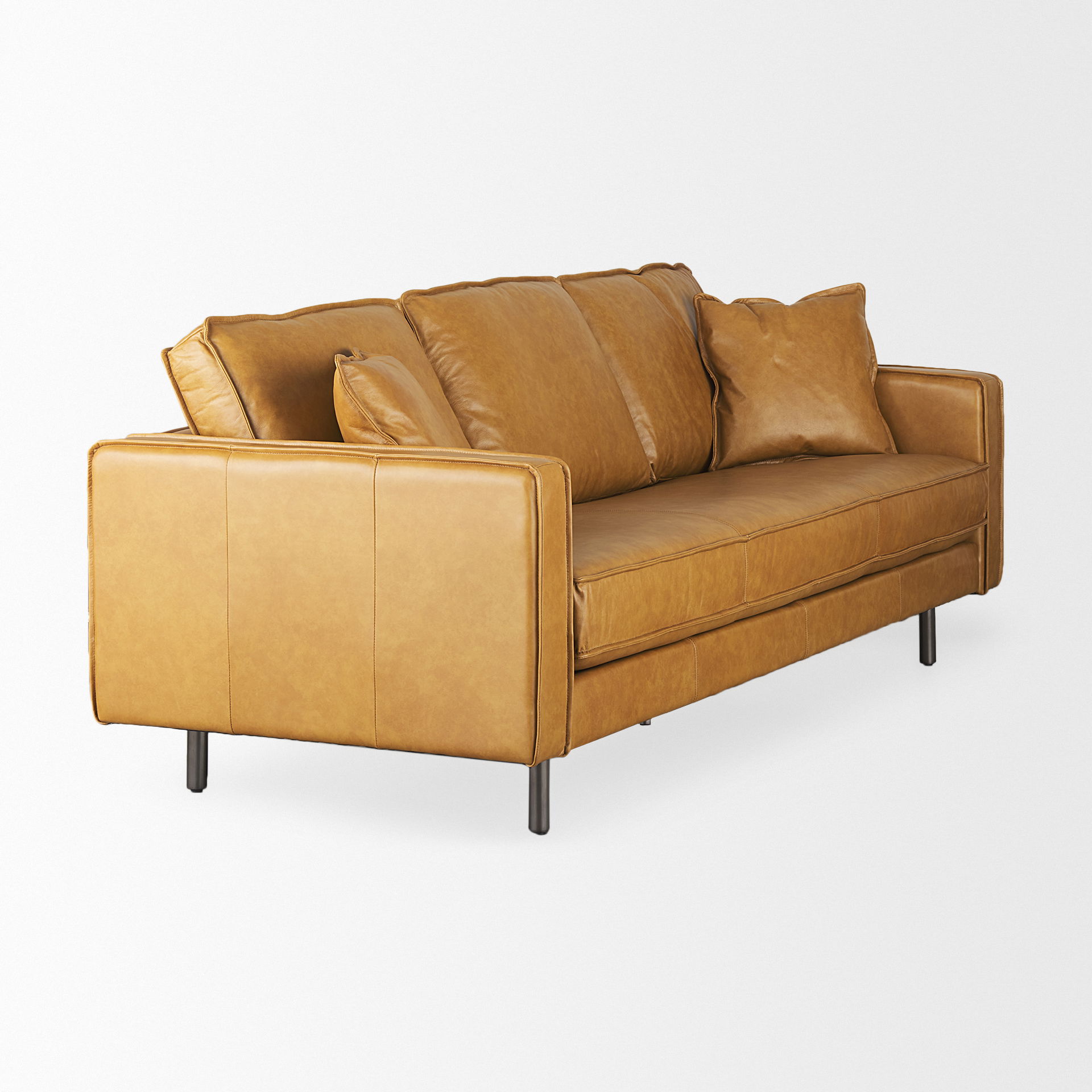 D'Arcy 88.0L x 37.0W x 34.0H Tan Leather Sofa, Sofas & Sectional by Mercana, 88.19" length x 36.61" width x 33.86" height View 8