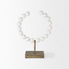 Pontchartrain I (Small) 9L x 5W White Beaded Broken Sphere Decorative Object with Gold Base, by Mercana, 9.45" length x 4.53" width x 11.61" height thumbnail 3