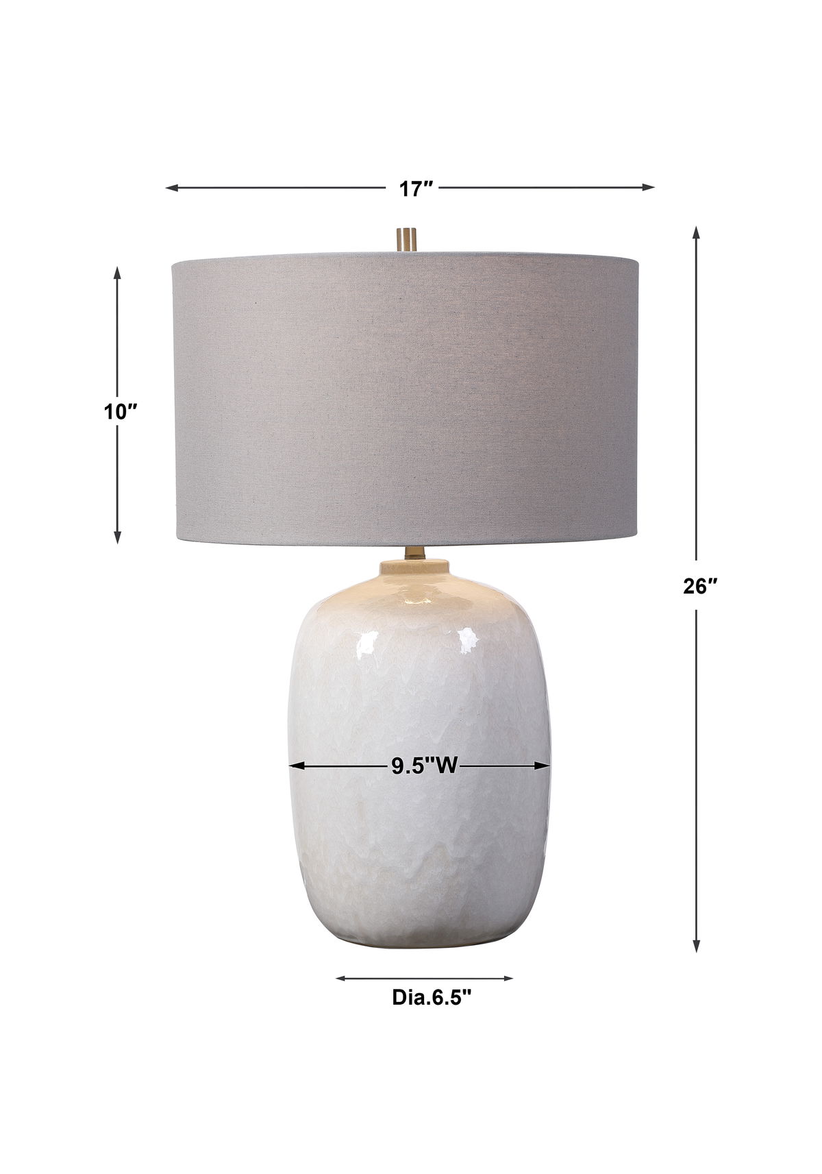 Winterscape White Glaze Table Lamp, by Uttermost, 17" width x 26" height x 17" depth View 3