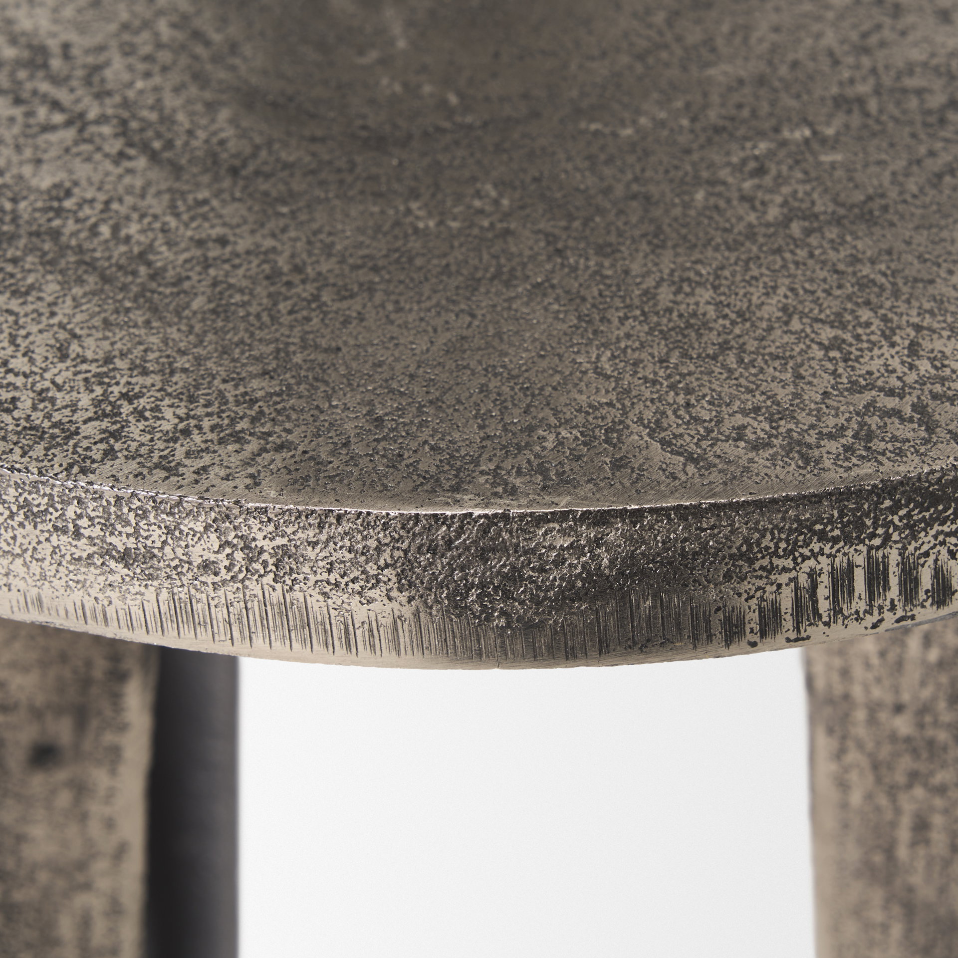 Maggie Textured Silver Nickel Cast Aluminum Metal Accent Table, Side & End Table by Mercana, 13.5" length x 13.5" width x 20.5" height View 7