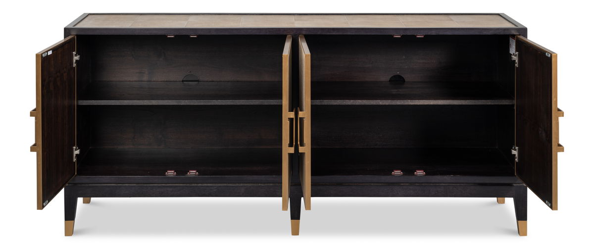 Beto Four Door Sideboard, by Sarreid, 1'6" length x 6'4" width x 2'10" height View 9