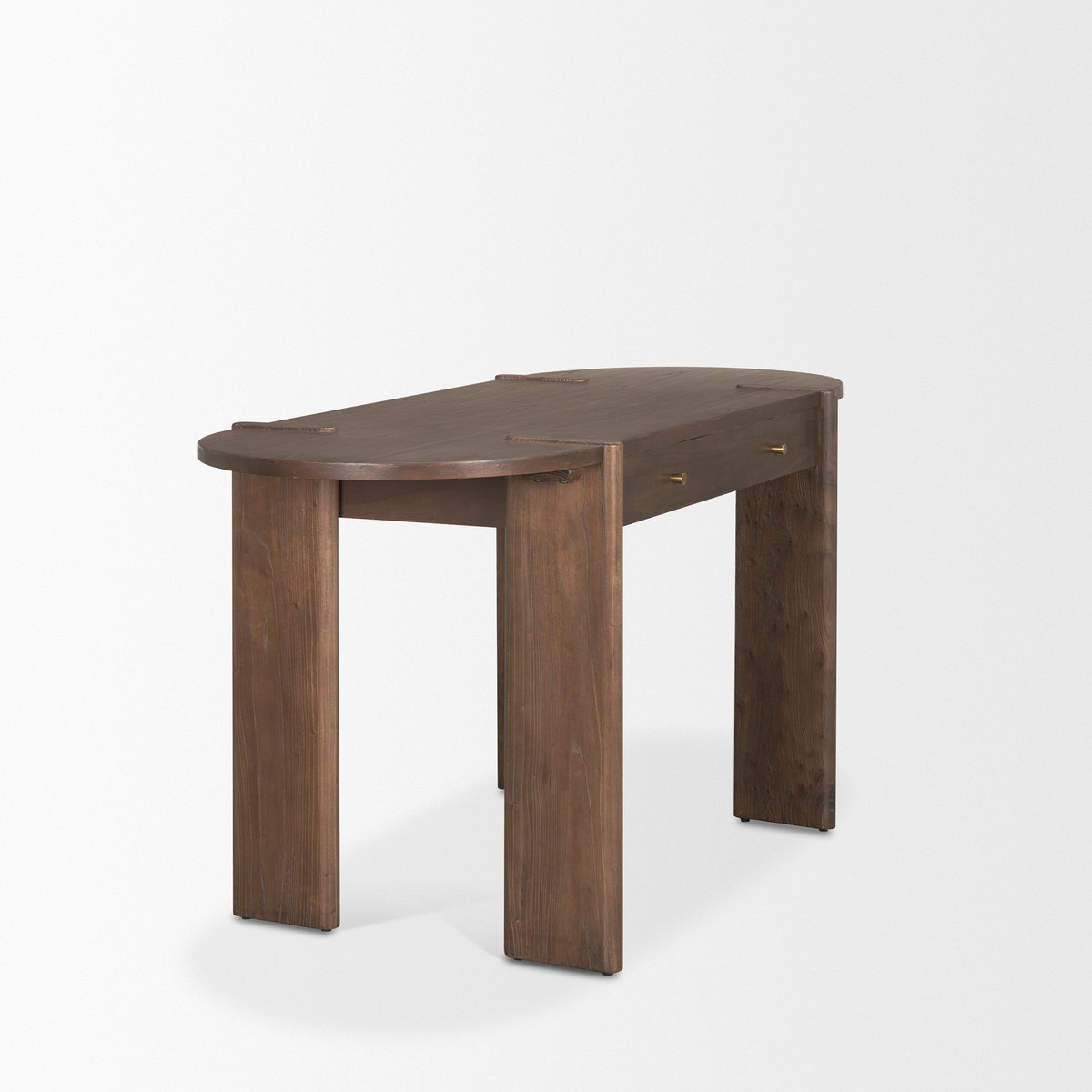 Sohan Dark Brown Elm Wood Oblong Desk, by Mercana, 59" length x 25" width x 30" height View 7