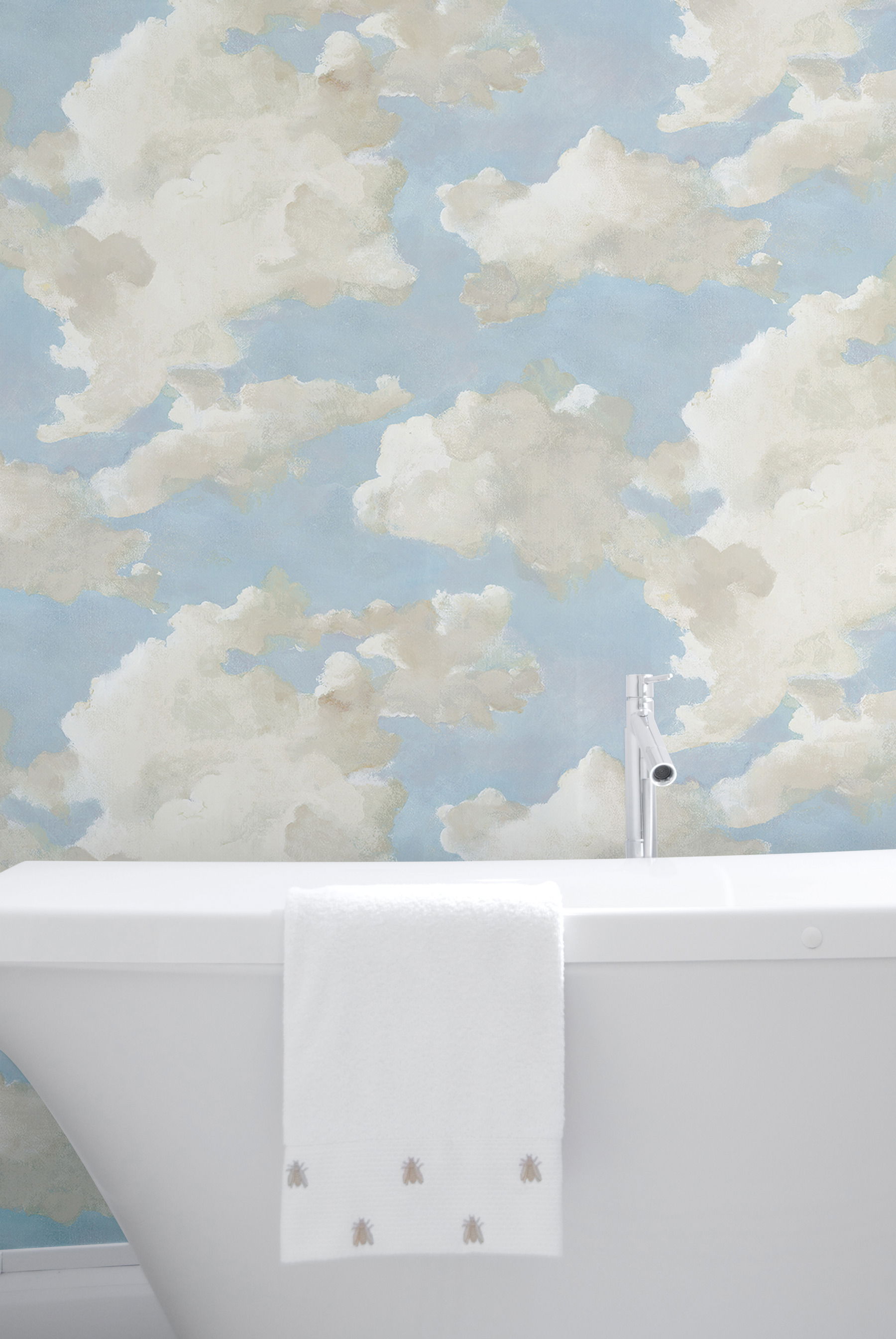 Clouds on Canvas Blue Peel & Stick Wallpaper large image 