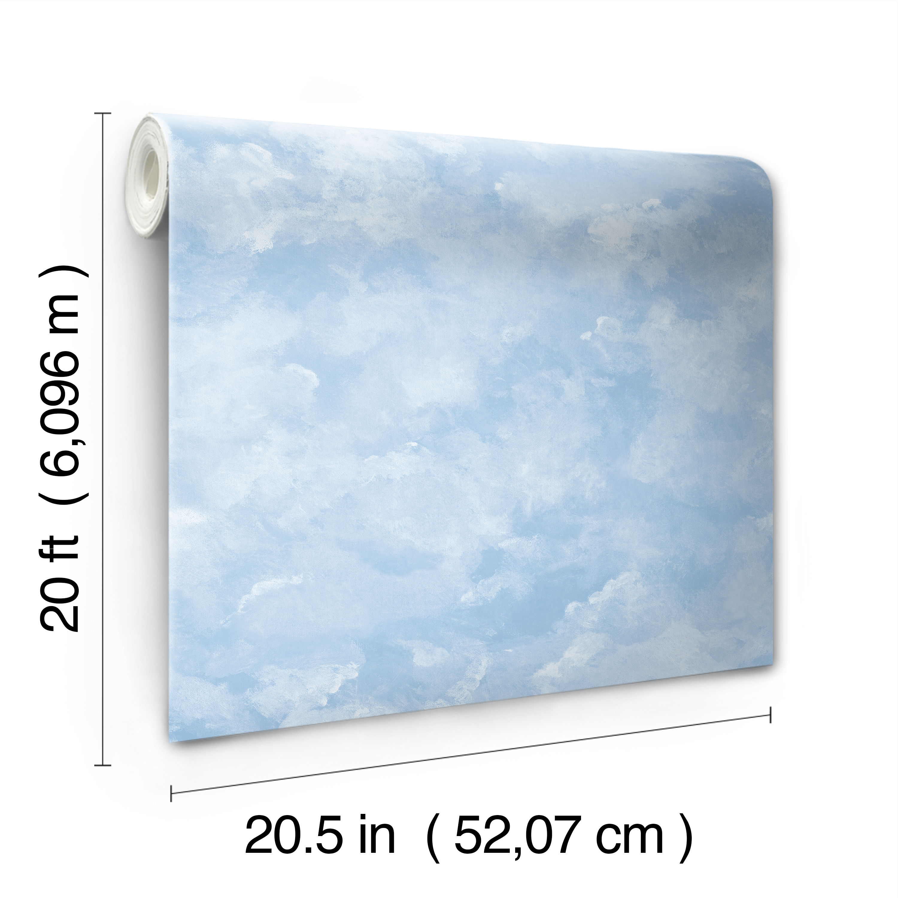 Atrium Clouds Blue Peel & Stick Wallpaper, by York Wall, 20' length x 1'8.5" width x 0.02" depth View 8