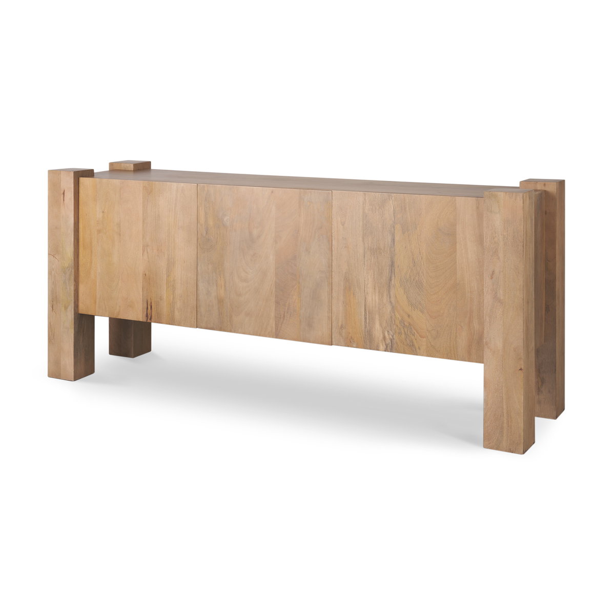 Beth Light Brown Wood with 3 Doors Sideboard, Sideboards & Buffet by Mercana, 74.5" length x 20" width x 32.75" height View 1