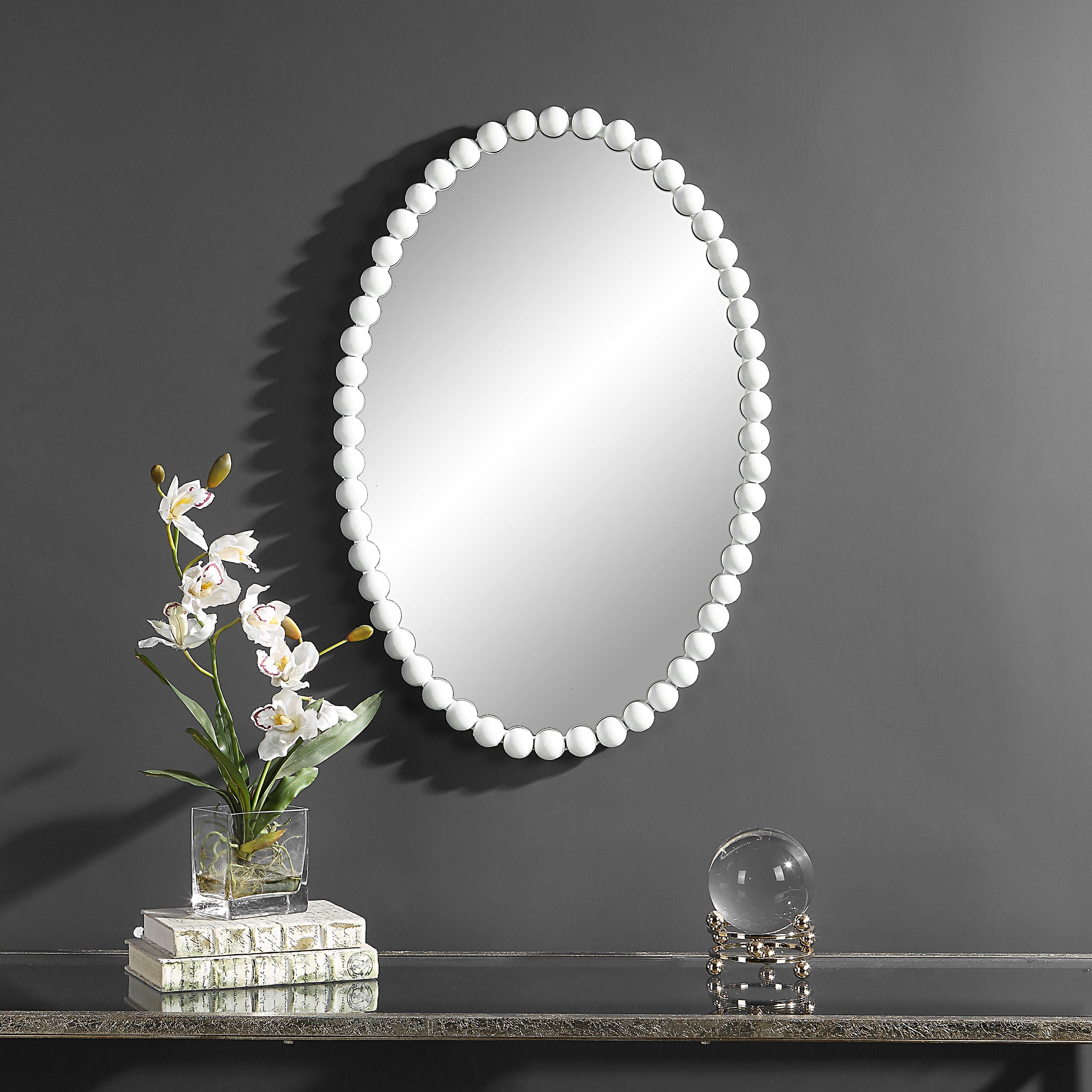 Serna White Oval Mirror large image 