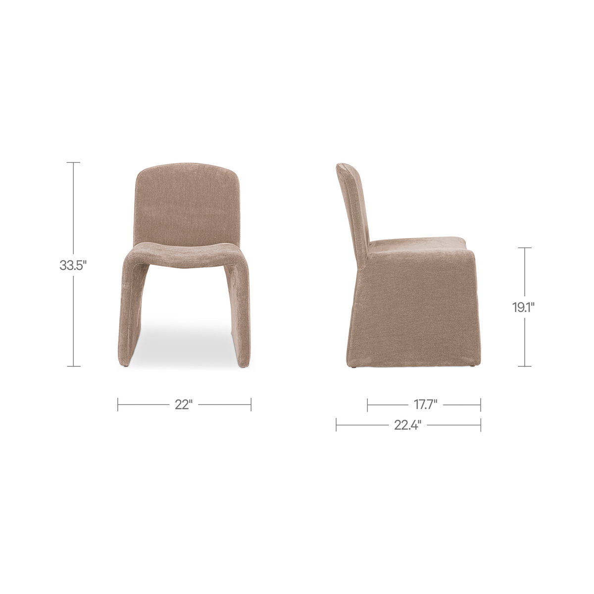Ella Dining Chair Camel, by Moe's Home, 22.05" width x 33.5" height x 22.44" depth View 9