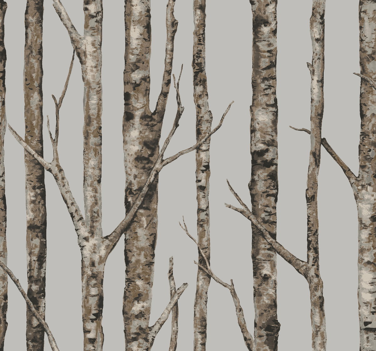 The Birches Silver Grey & Taupe Wallpaper, by York Wall, 27' length x 2'3" width x 0.02" depth