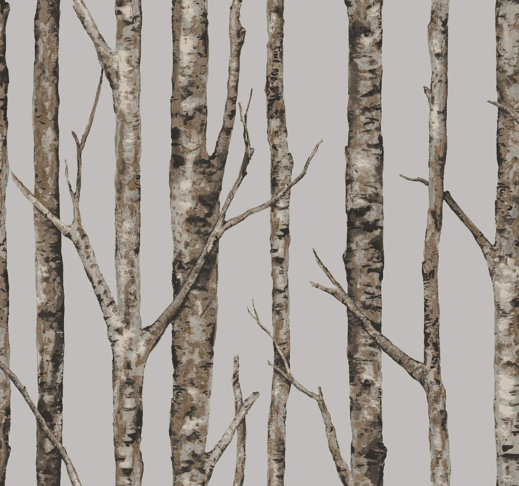 The Birches Silver Grey & Taupe Wallpaper large image 