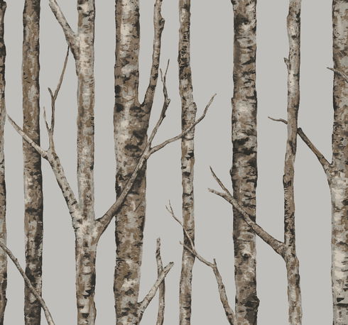 The Birches Silver Grey & Taupe Wallpaper