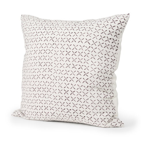 Jayden 22x22 Cream with Merlot Print Linen Square Pillow Cover