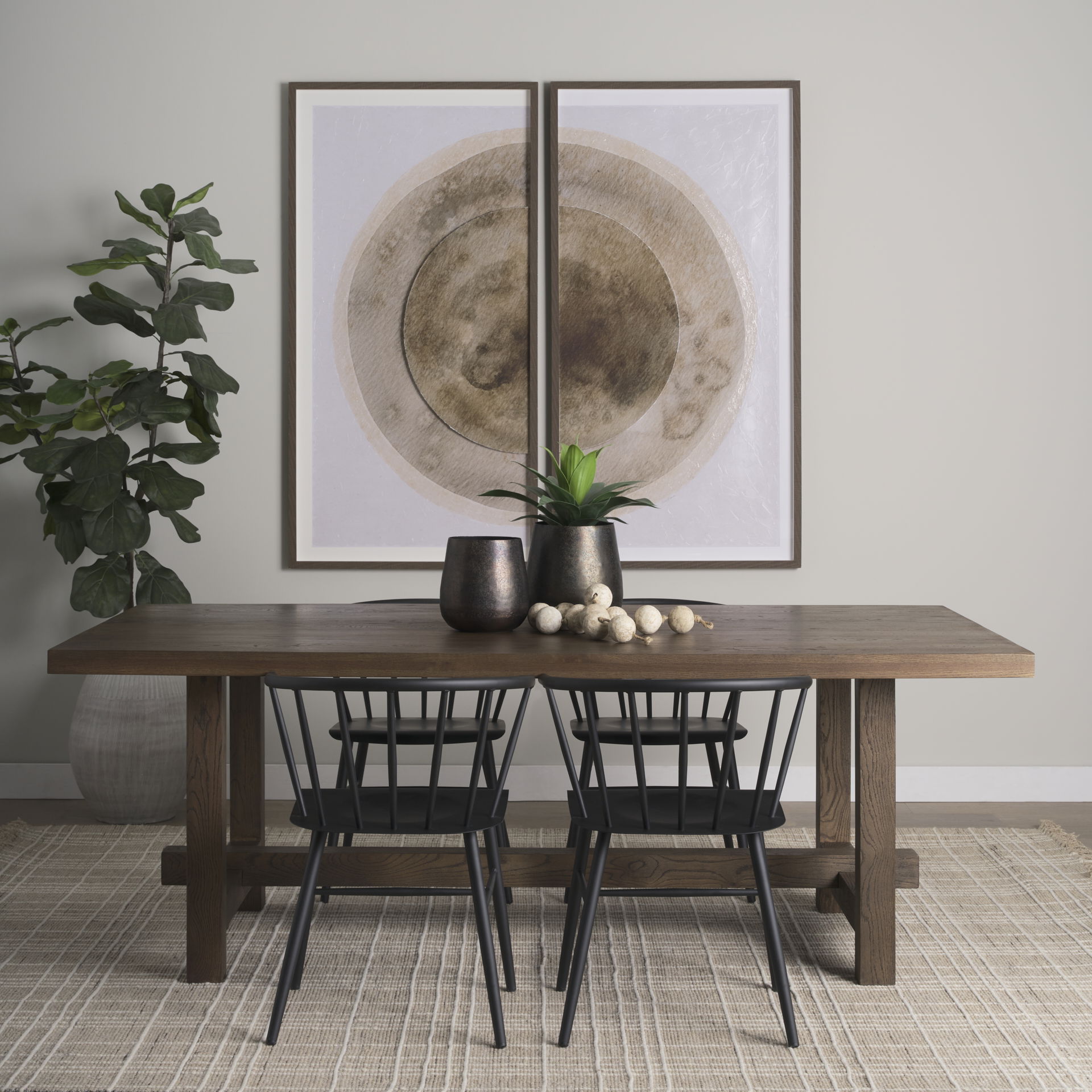 Suke 84' Medium Brown Rectangular Oak Dining Table large image 