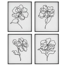 Online Designer Bedroom Bloom Black White Framed Prints, S/4