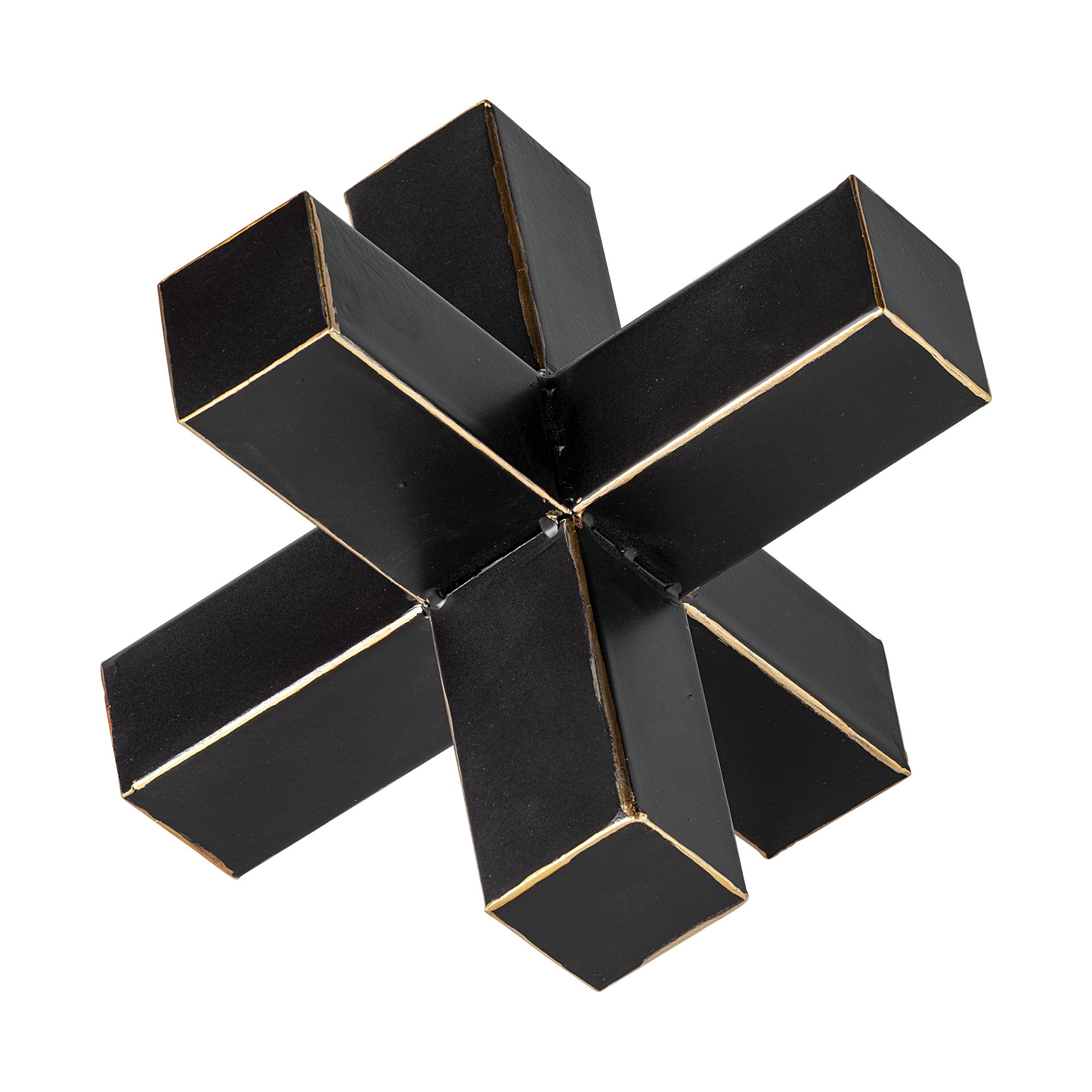 Abel (Large) 9L x 9W Black Metal Jack with Gold Accents, Decorative Object by Mercana, 9.45" length x 8.46" width x 8.07" height View 1