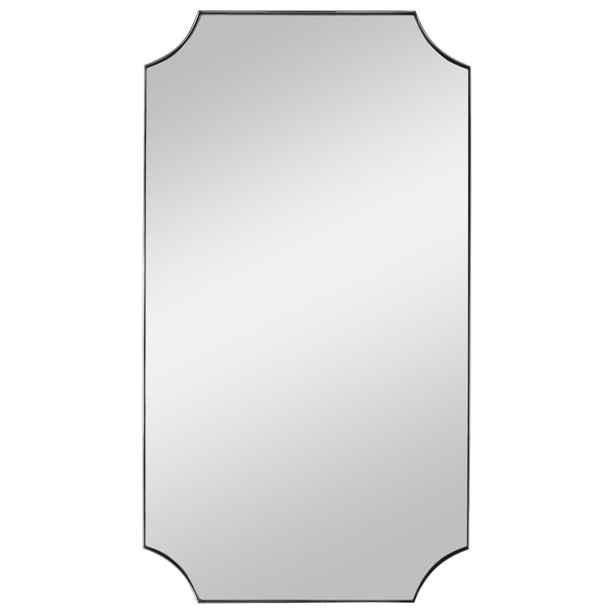 Lennox Nickel Scalloped Corner Mirror, by Uttermost, 22.12" width x 40.12" height x 1.25" depth View 1