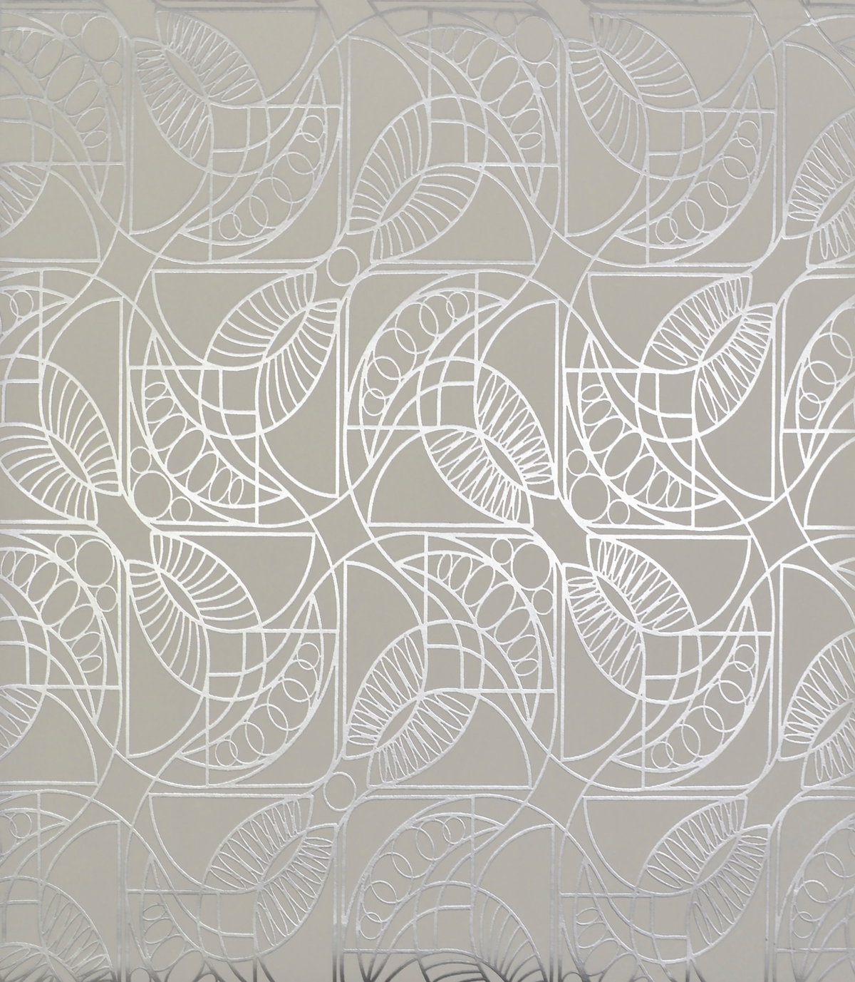 Cartouche White & Silver Wallpaper, by York Wall, 32'9.6" length x 1'8.8" width x 0.02" depth