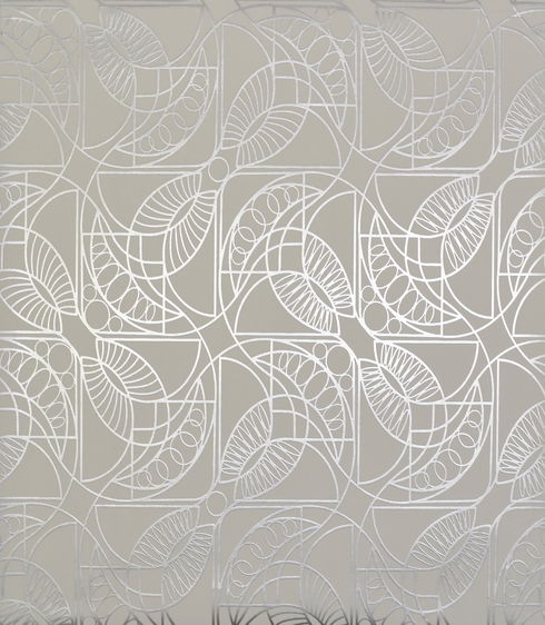Cartouche White & Silver Wallpaper