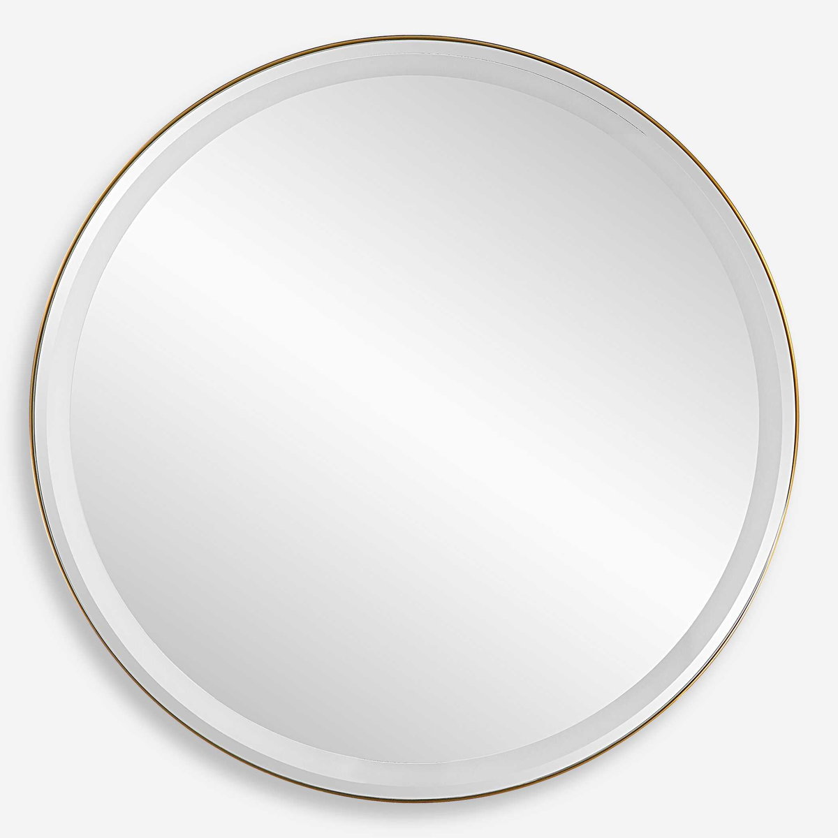 Crofton Lighted Brass Round Mirror, by Uttermost, 2'8" width x 2'8" height x 2.12" depth View 1