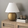 Sadiyah Antiqued Gold Brushed Metal with Cream Shade Table Lamp thumbnail 2