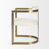 Hollyfield Curved Back Dining Arm Chair | Cream Fabric with Gold Iron, Dining Chair by Mercana, 20.47" length x 21.26" width x 29.53" height thumbnail 8