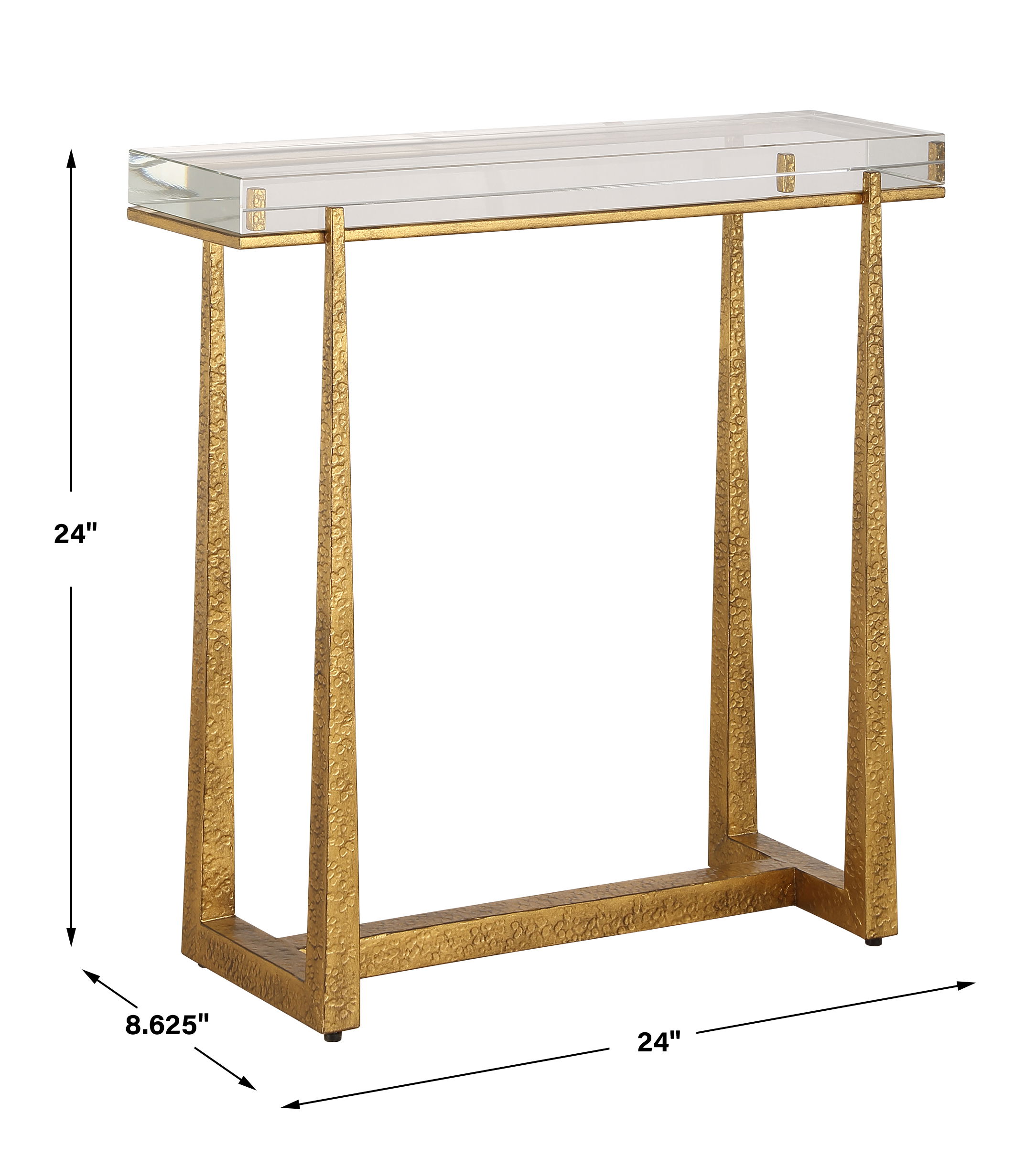 Midas Thick Crystal Accent Table, Furniture by Uttermost, 24" width x 24" height x 8.62" depth View 3