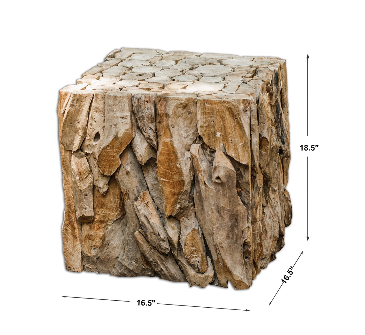 Teak Root Bunching Cube, Side & End Table by Uttermost, 16.5" width x 18.5" height x 16.5" depth View 3