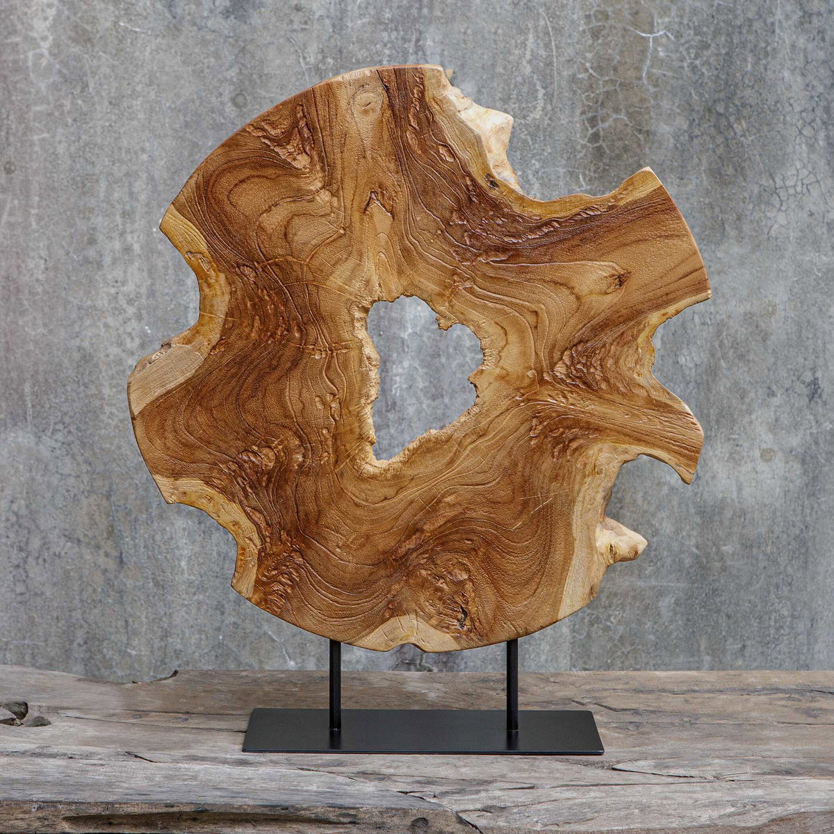Bahati Wood Natural Sculpture, Figurines & Statue by Uttermost, 19.7" width x 22.8" height x 5.5" depth View 3