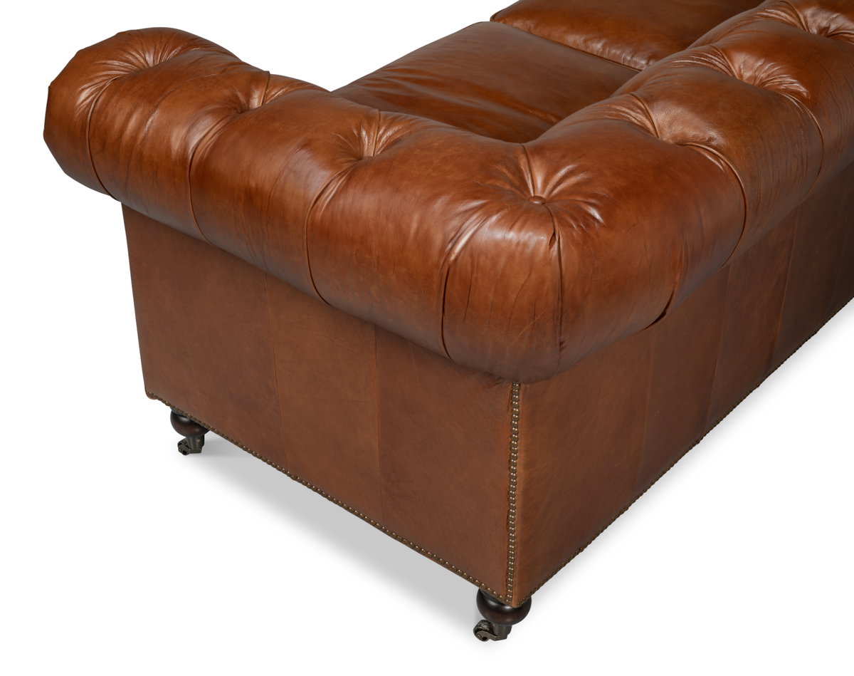 Castered Chesterfield Sofa, by Sarreid, 3'2" length x 7'5" width x 2'8" height View 5