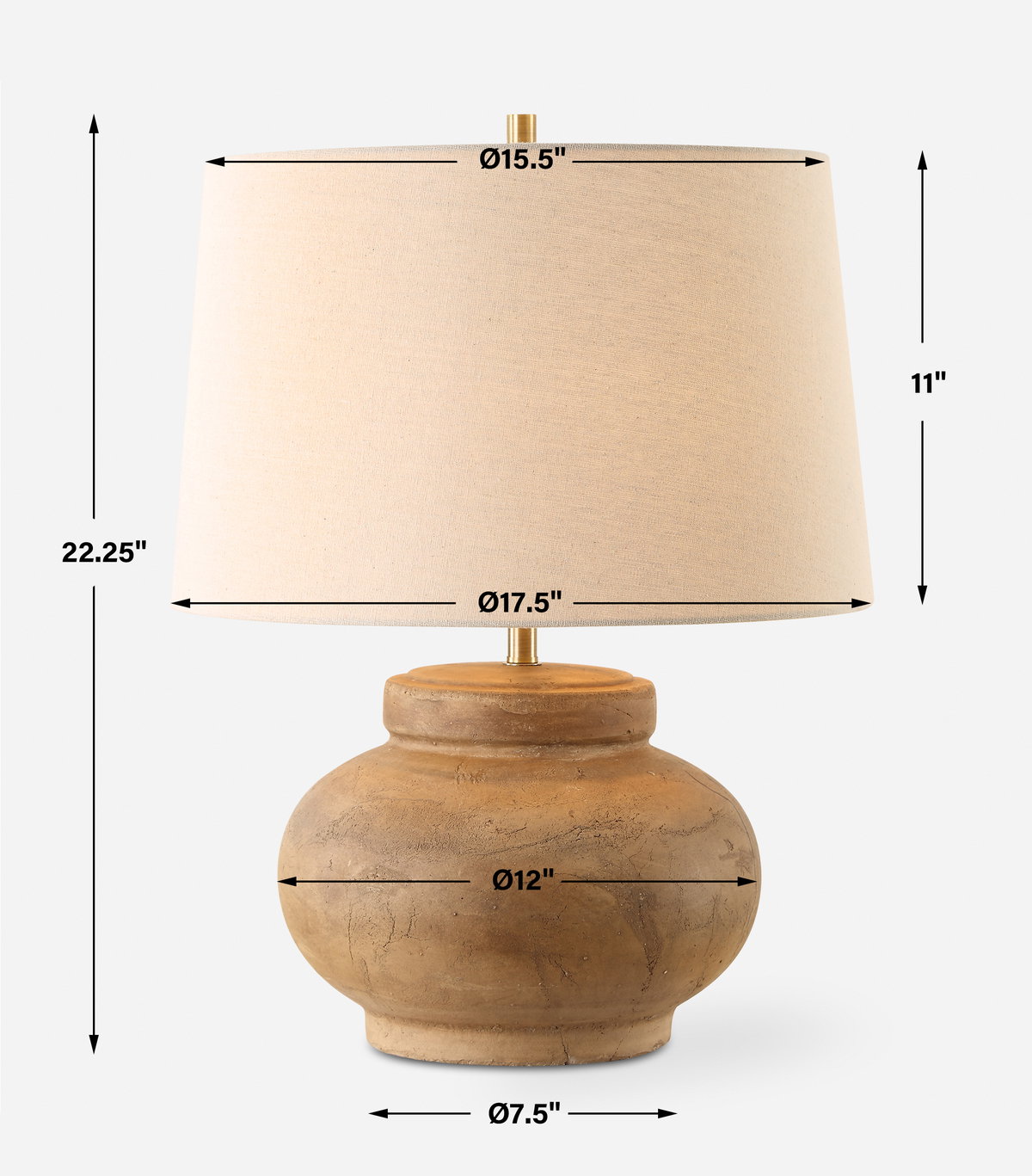 Urbino Aged Terracotta Table Lamp, by Uttermost, 17.5" width x 22.25" height x 17.5" depth View 3