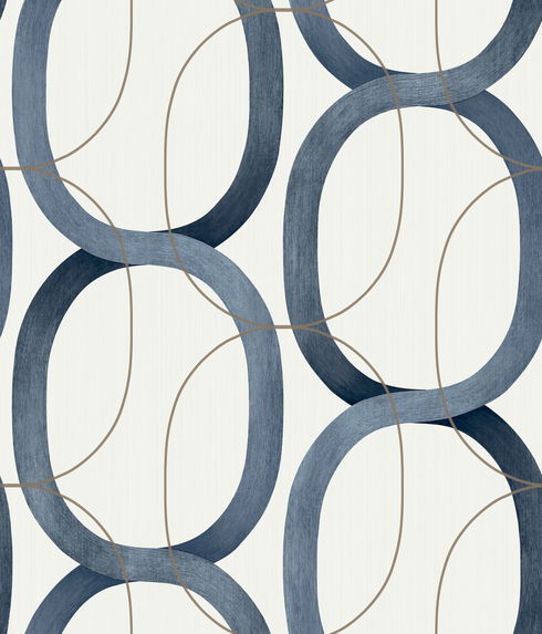 Interlock Navy Wallpaper