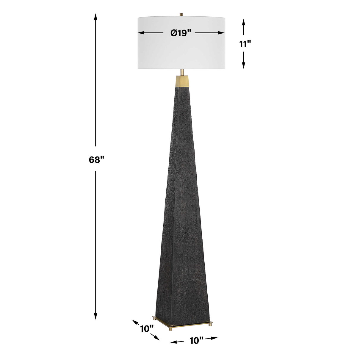 Lathey Tapered Floor Lamp, by Uttermost, 1'7" width x 5'8" height x 1'7" depth View 3