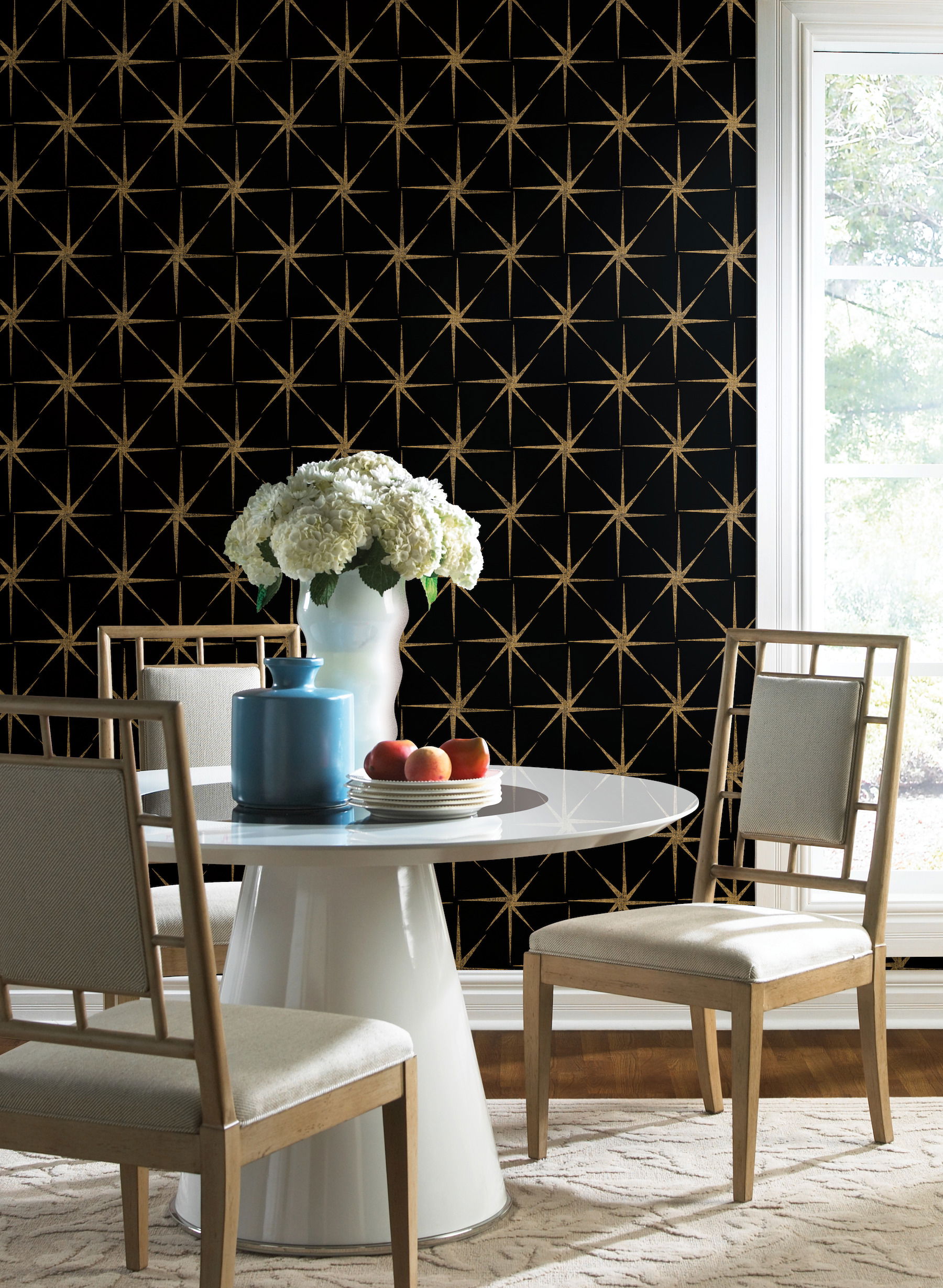 Evening Star Black Wallpaper, by York Wall, 27' length x 2'3" width x 0.02" depth View 3