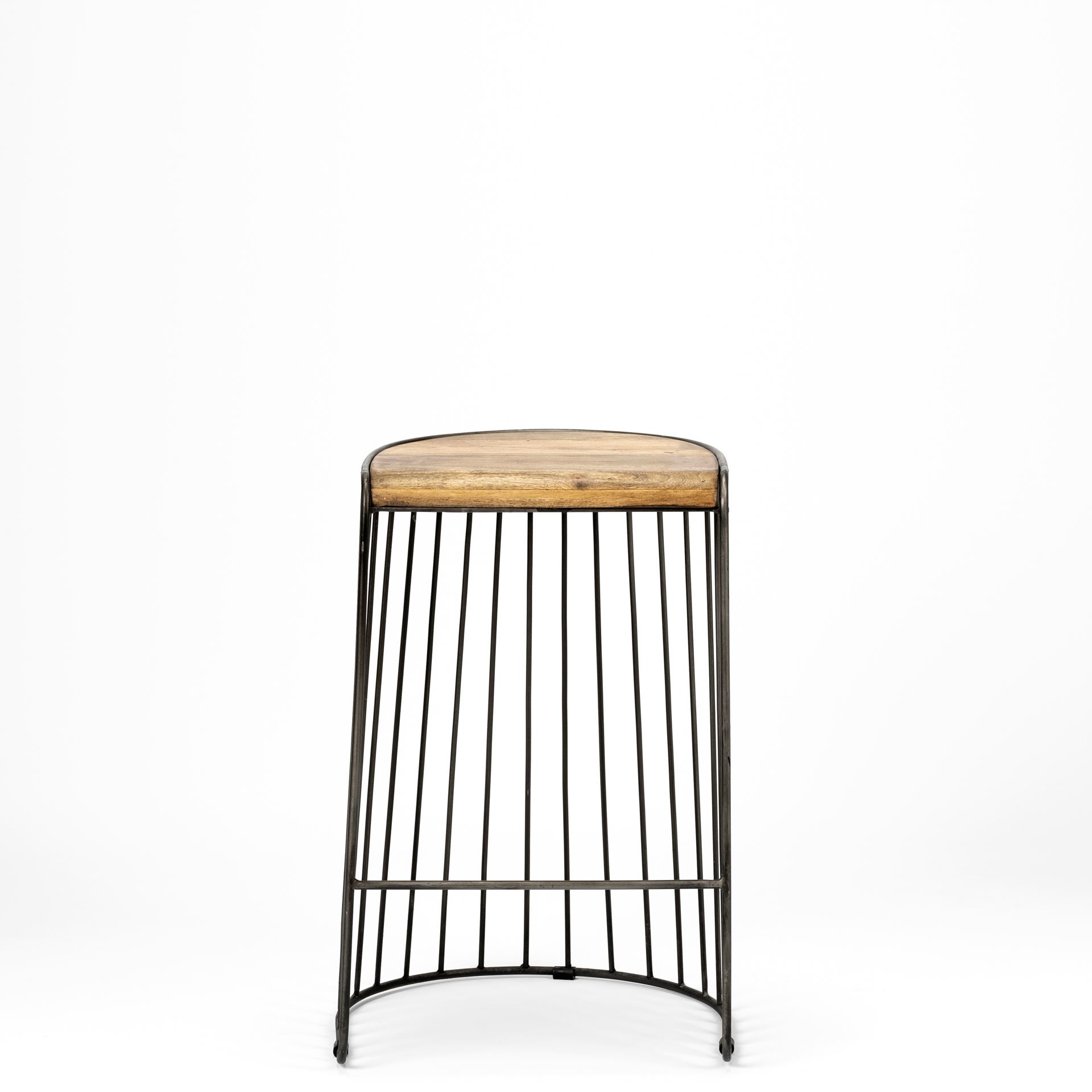 Seagram 25.6' Seat Height Brown Wood Seat Black Metal Frame Stool large image 