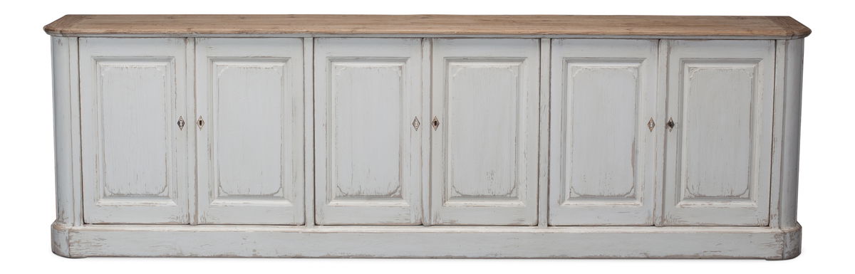 Antique Whitewash Sideboard  6 Door, by Sarreid, 1'8" length x 9'11" width x 3' height View 17