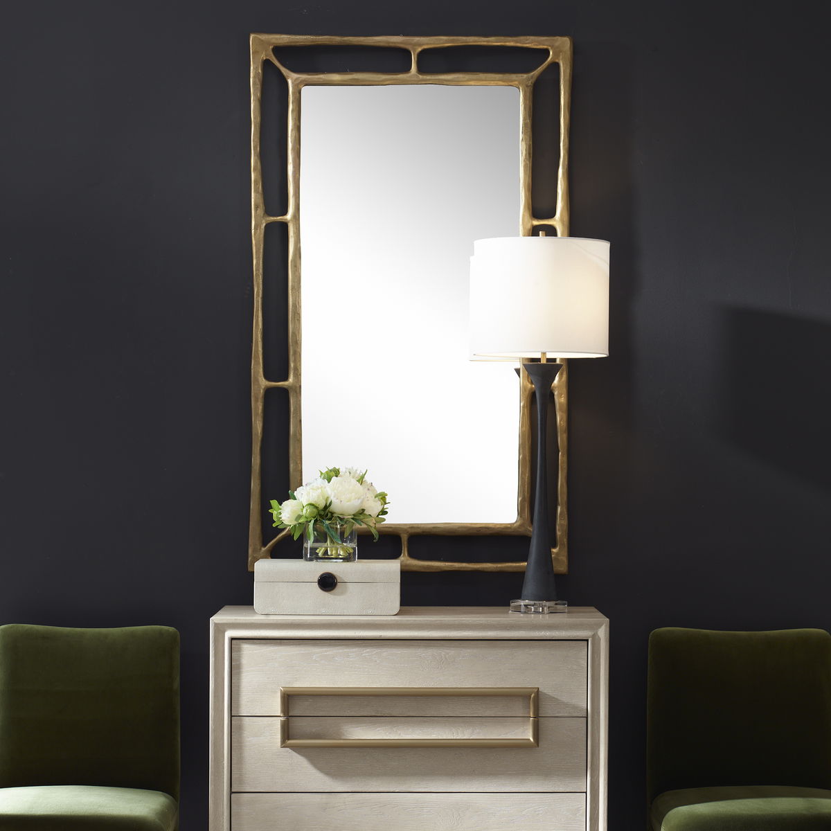 Felix Brass Rectangle Mirror, by Uttermost, 30" width x 50" height x 1.5" depth View 2