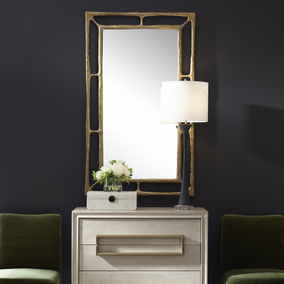 Felix Brass Rectangle Mirror, by Uttermost, 30" width x 50" height x 1.5" depth View 2