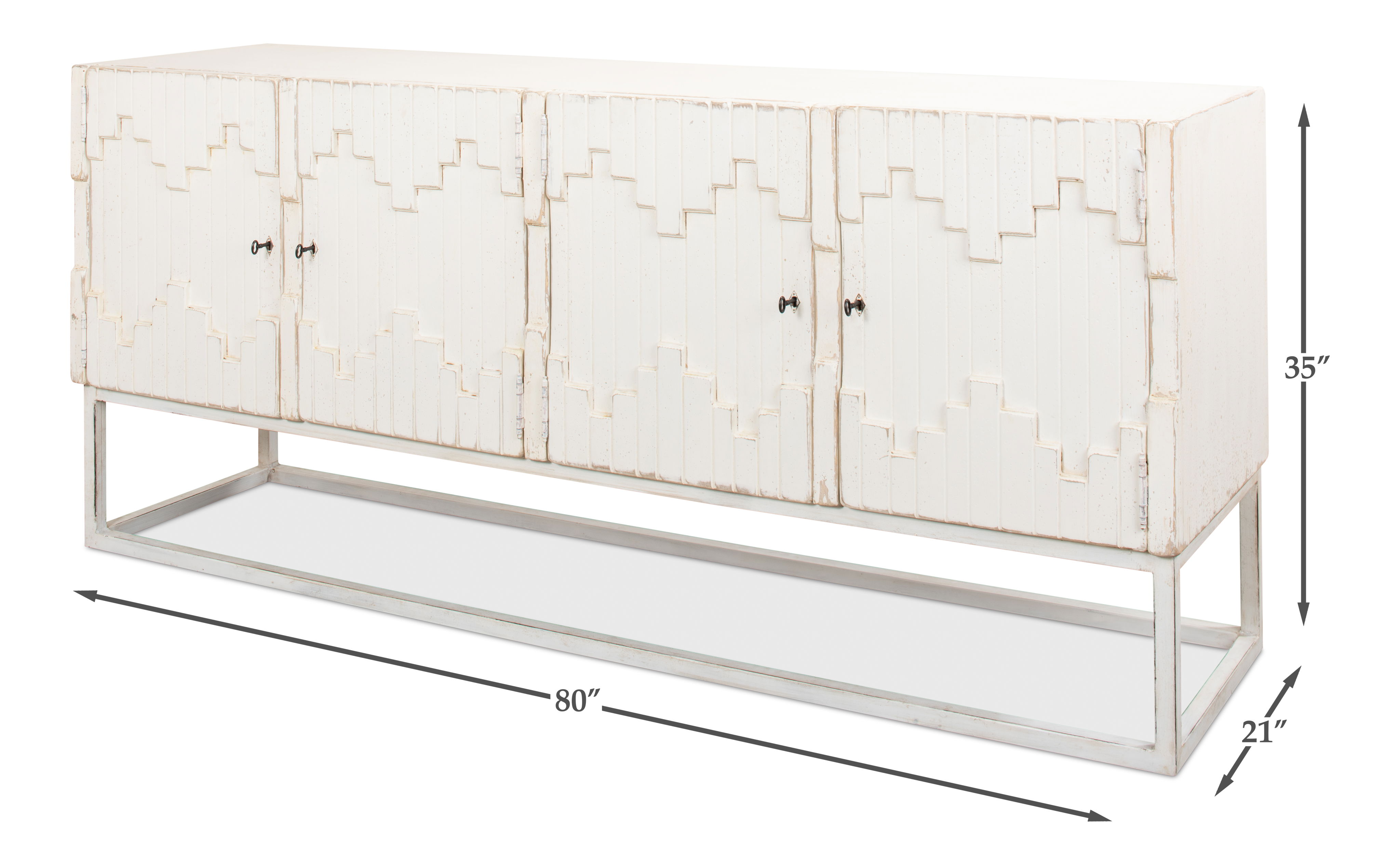 Aztec Sideboard On Stand, Whitewash large image 