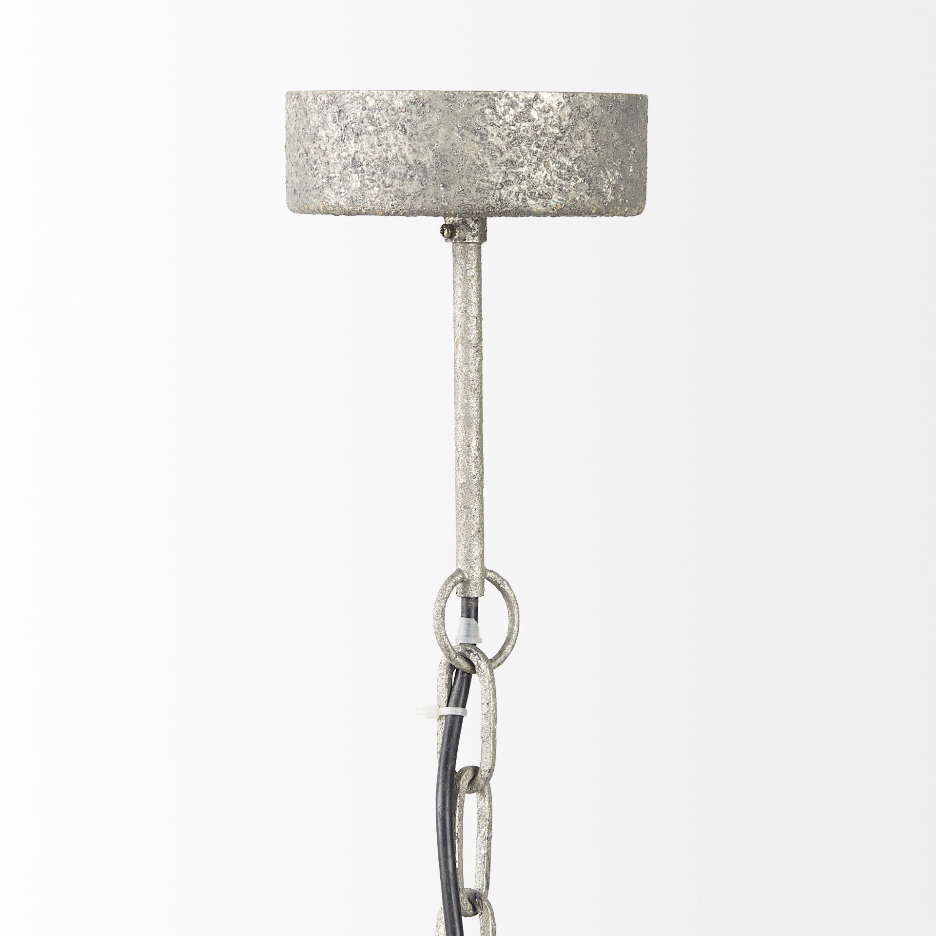 Phillum (29'x37') Silver Metal Chassis and White Wood Beaded Six Bulb Chandelier large image 