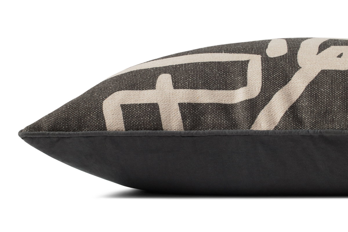 Brigette Romanek x Loloi Charcoal Pillow, Decorative Pillow, 16" length x 26" width View 2