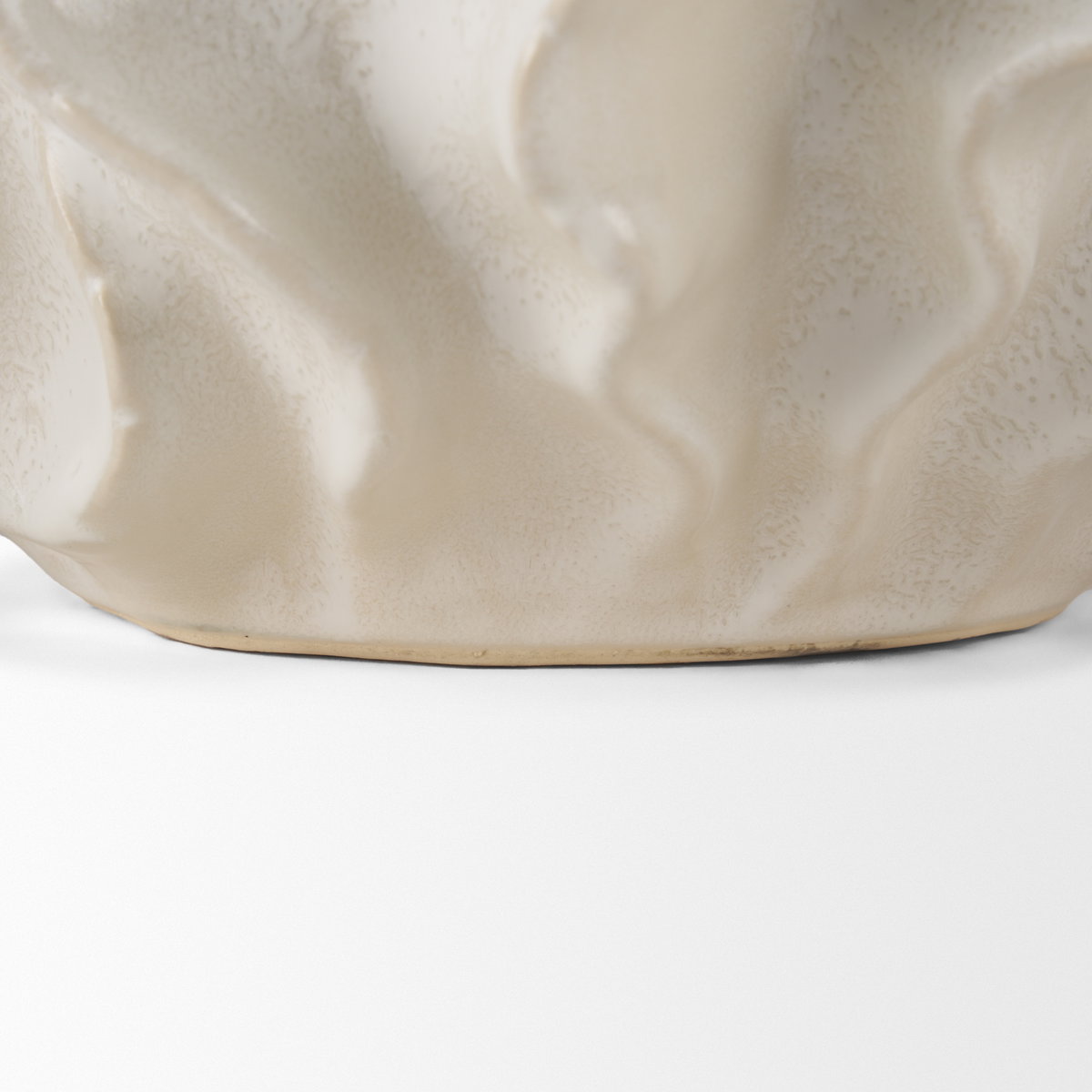 Vahn Sculptural Cream Glazed Decorative Ceramic Bowl, Vase by Mercana, 14.37" length x 14.37" width x 9.25" height View 8