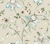 Dream Blossom Taupe & Aqua Wallpaper thumbnail 0