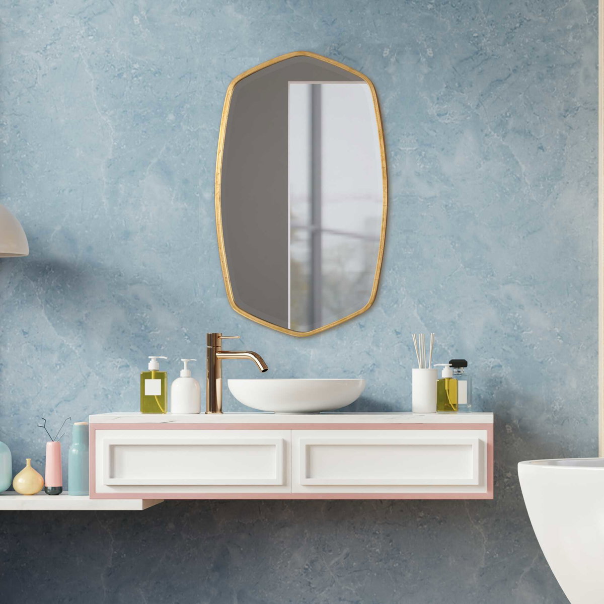 Duronia Antiqued Gold Mirror, by Uttermost, 22.25" width x 36.13" height x 1.75" depth View 2