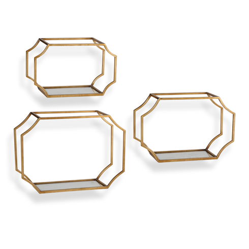 Lindee Gold Wall Shelves S/3