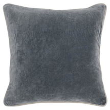 Online Designer Bedroom Karen Mid Century Modern Natural Piping Grey Velvet Throw Pillow - 18x18