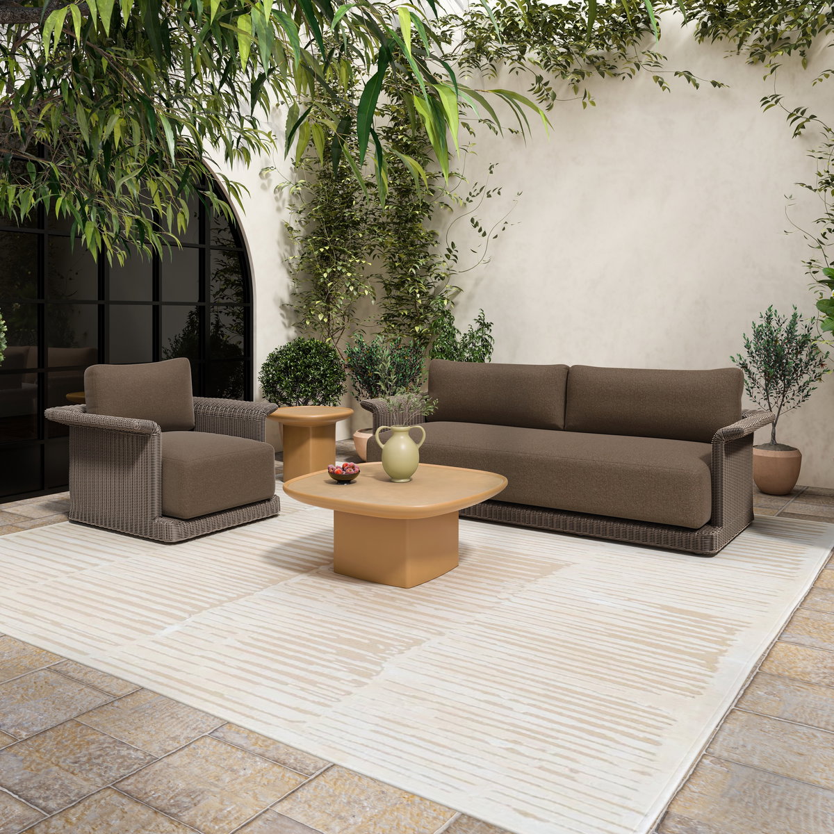 Meredith Outdoor Sofa Brown, Sofas & Sectional by Moe's Home, 90.55" width x 30" height x 38.43" depth View 8